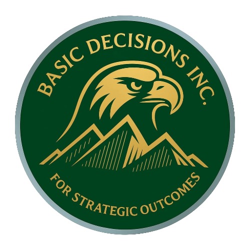 Basic Decisions Inc. Logo - Green and gold eagle emblem for strategic consulting firm in Canada